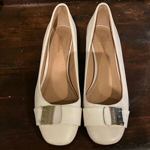 Brooks Brothers Cream Flats with Gold Accents